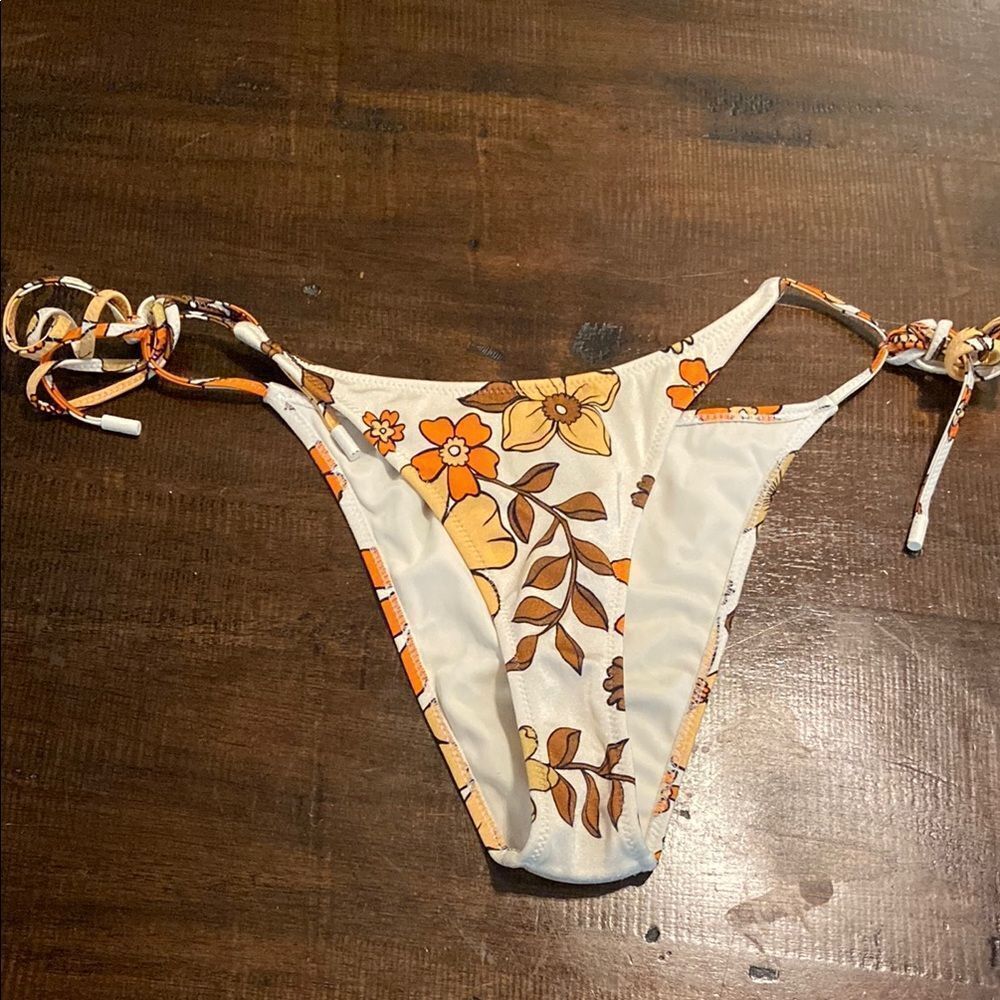 Triangl Swimwear Floral Bikini Bottom - Yellow and White medium